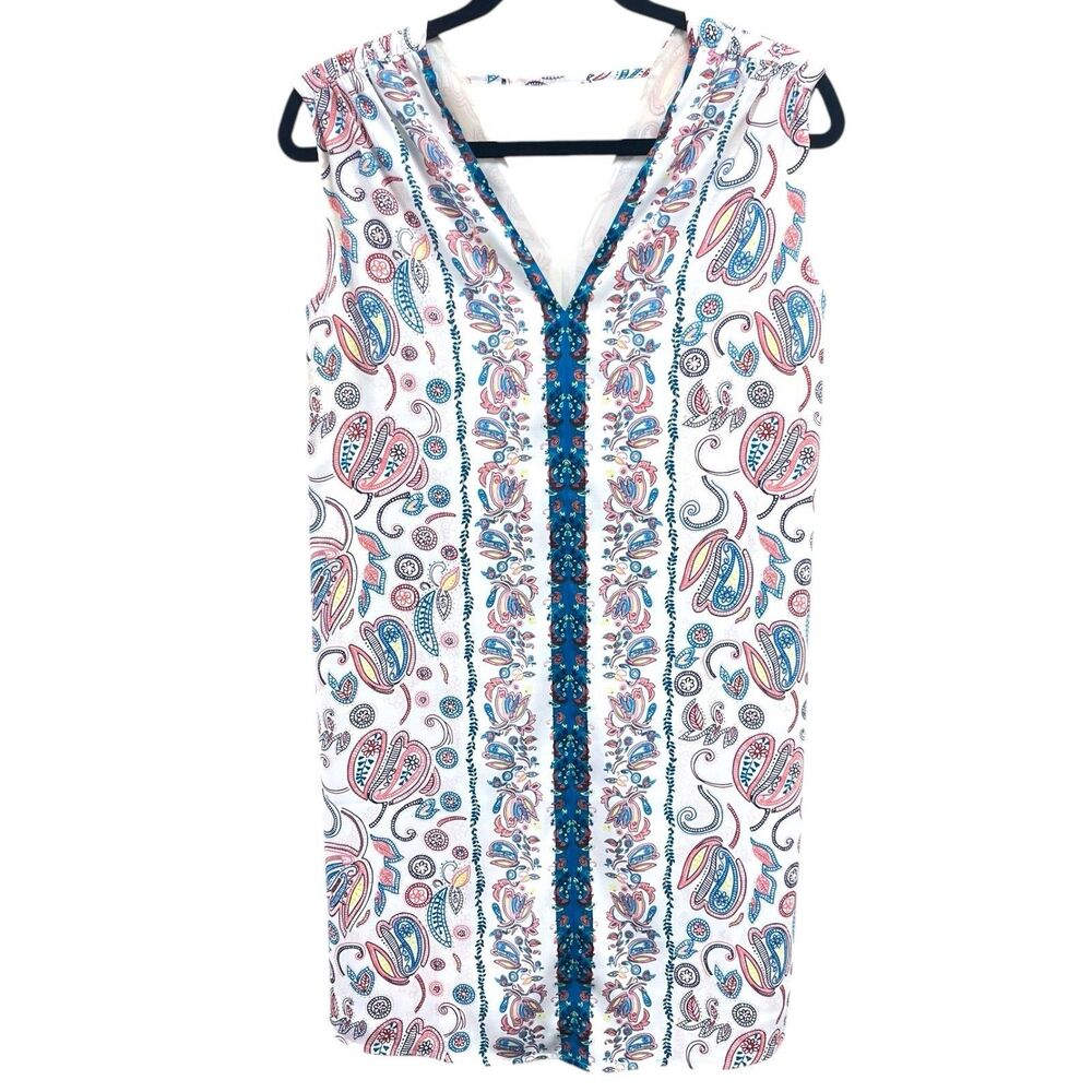 LOFT Petite Small Floral Colorful Lined Lightweight‎ Sleeveless Shift Dress